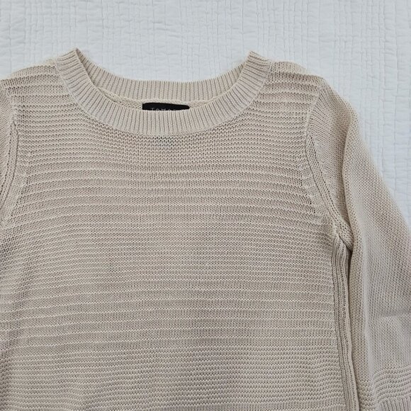 Tahari 100% Linen Lightweight Sweater Women's Medium Knit Dolman Sleeve Taupe - Picture 4 of 12